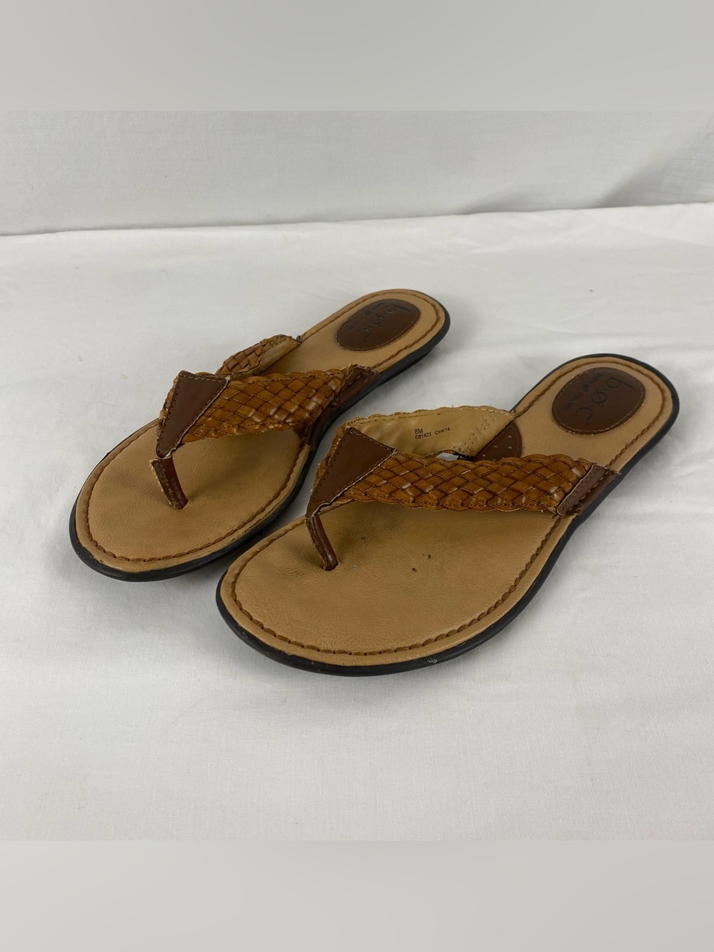 BOC Born Concept Brown Woven Leather Thong Sandals Size 8M